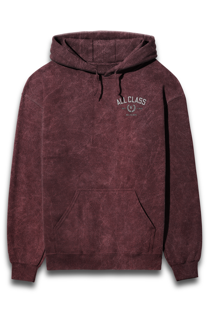 Maroon color acid Wash Hooded Sweatshirt - Premium Edition