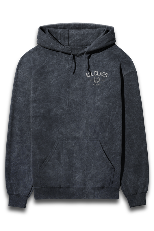 Blue color acid Wash Hooded Sweatshirt - Premium Edition